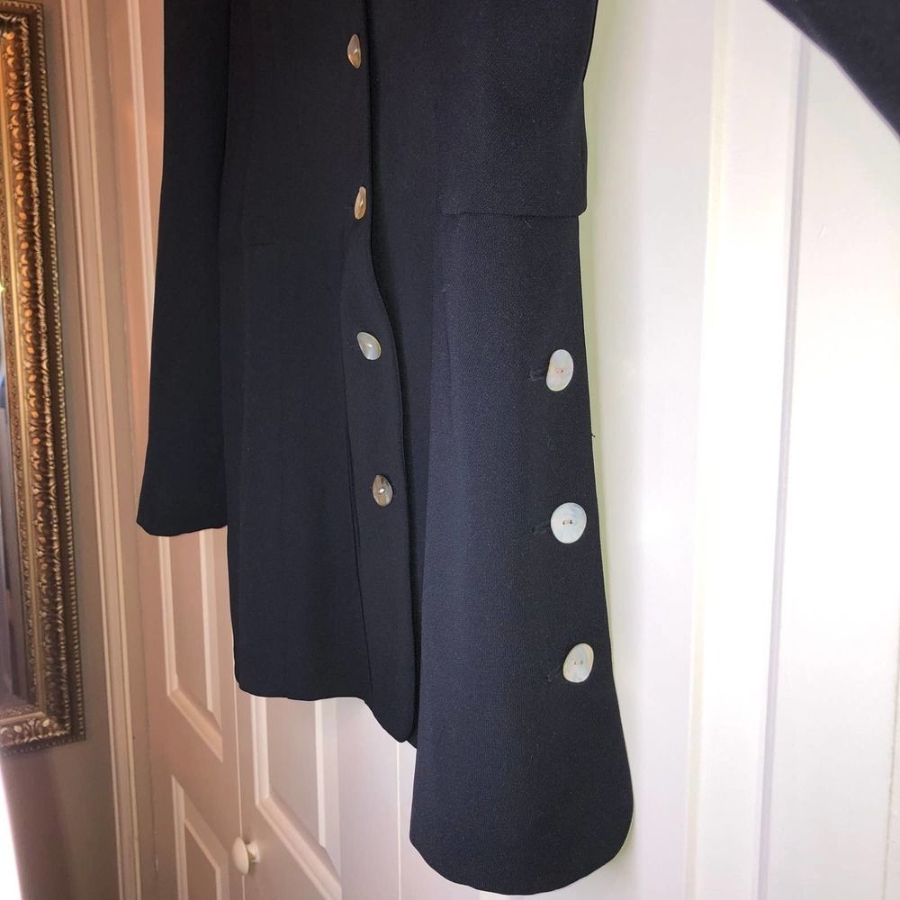 HALSTON Womens Navy Mother of Pearl Button Down Blazer Size 10 - Picture 8 of 10